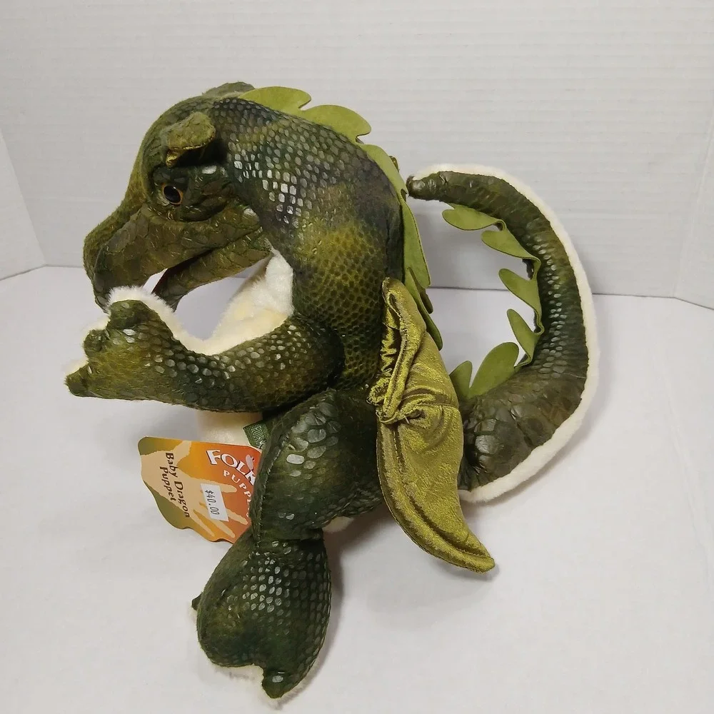 Folkmanis Folktales Green Baby Dragon Hand Puppet 10 Inches New NWT - Picture 4 of 6